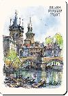 Magnet Praha Mosteck ve loky akvarel - Karel Stola