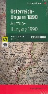 sterreich - Ungarn 1890 - Monarchie Rakousko-Uhersko - historick mapa 1:1 500 000 - Freytag a Berndt