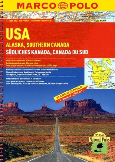 USA (Spojen stty americk) + Aljaka + Jin Kanada - autoatlas - Marco Polo