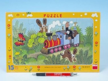 Krtek a lokomotiva - Puzzle 15 deskov - Dino Toys