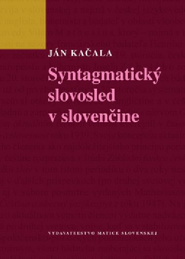 SYNTAGMATICK SLOVOSLED V SLOVENINE - Jn Kaala