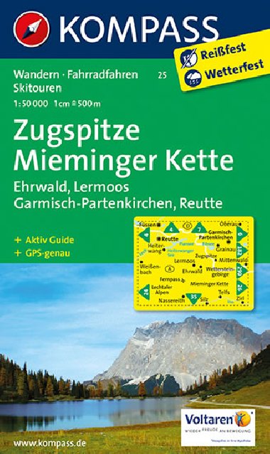 Zugspitze Mieminger Kette mapa Kompass 1:50 000 slo 25 - Kompass