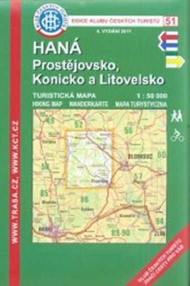 Han Prostjovsko, Konicko a Litovelsko - turistick mapa KT 1:50 000 slo 51 - Klub eskch Turist