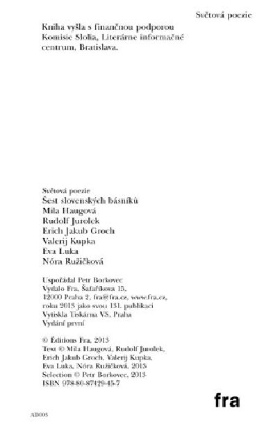 est slovenskch bsnk - Erich Jakub Groch,Mila Haugov,Rudolf Jurolek,Eva Luka,Nra Ruikov