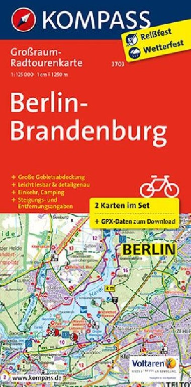 Berlin-Brandenburg set 2 map mapa Kompass slo 3703 1:25000 - Kompass