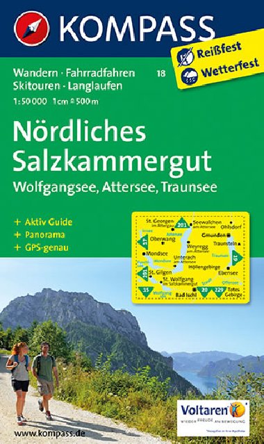 Nrdliches Salzkammergut, Wolfgangsee, Attersee, Traunsee mapa Kompass slo 18 1:50 000 - Kompass
