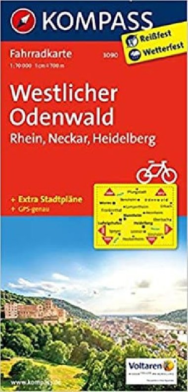 Westlicher Odenwald - Rhein - Neckar - Heidelberg cyklomapa Kompass slo 3090 1:70 000 - Kompass