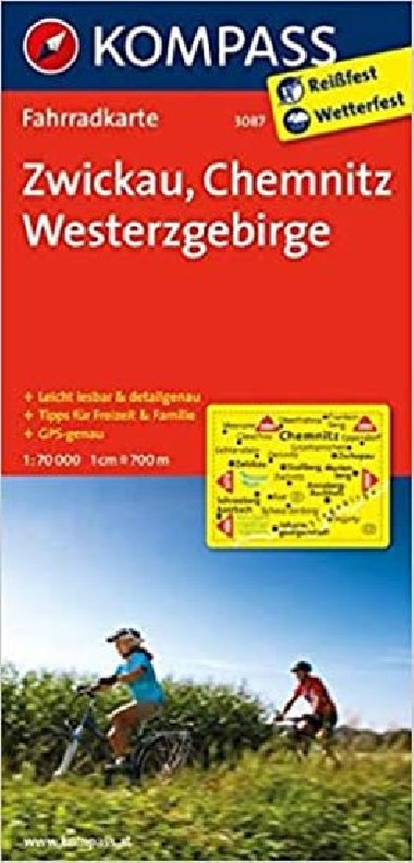 Zwickau - Chemnitz - Westerzgebirge cyklomapa Kompass slo 3087 1:70 000 - Kompass