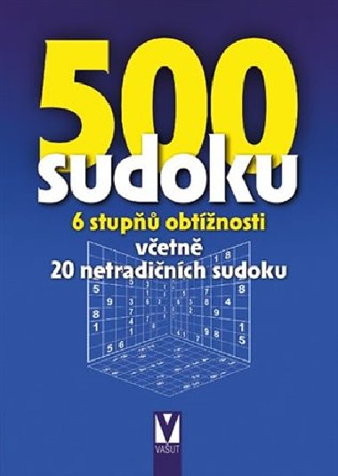 500 sudoku - 6 stup obtnosti vetn 20 netradinch sudoku (modr) - Vaut