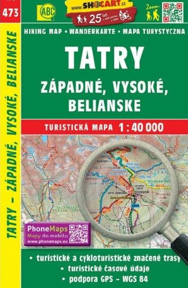 Tatry Západné, Vysoké, Belianské - mapa Shocart 1:40 000 číslo 473 - Shocart