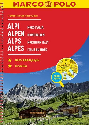 Alpy, Severn Itlie autoatlas 1:300 000 (Marco Polo) - Marco Polo