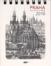 Praha grafika micro mini - stoln kalend 2018 - Karel Stola