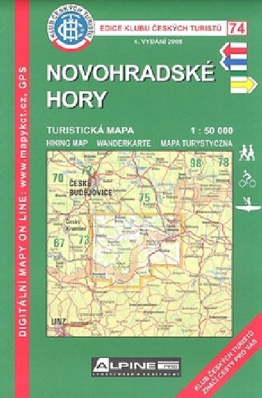 Novohradsk hory - mapa KT 1:50 000 slo 74 - Klub eskch Turist