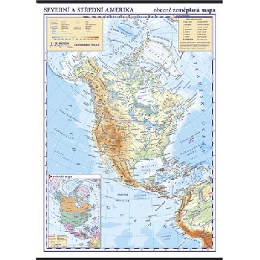 Severní Amerika fyzická školní mapa