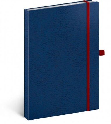 Notes - Vivella Classic modrý/červený, linkovaný, 15 x 21 cm - Presco
