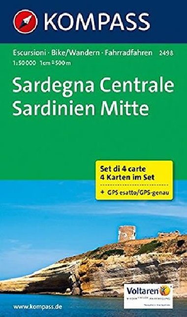 Sardinie sted - soubor 4 turistickch map Kompass 1:50 000 slo 2498 - Kompass