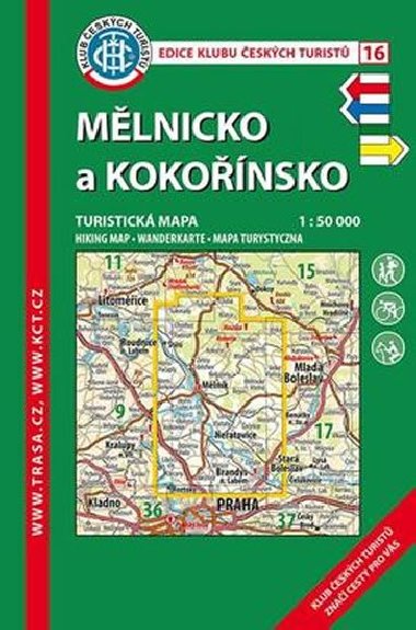 Mlnicko a Kokonsko - mapa KT 1:50 000 slo 16 - 8. vydn 2017 - Klub eskch Turist