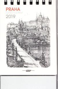 Praha grafika micro mini - stoln kalend 2019 - Karel Stola