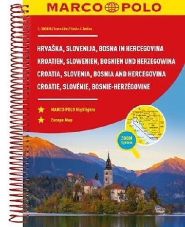 Chorvatsko Slovinsko Bosna a Hercegovina atlas 1:300 000 - Marco Polo