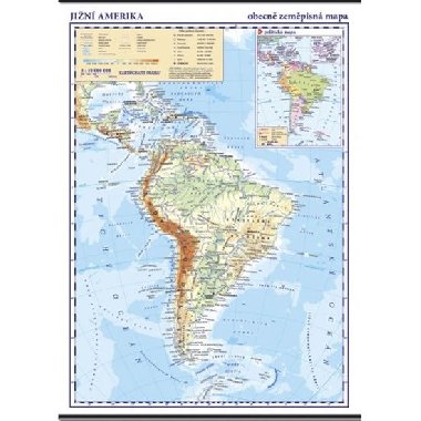 Jižní Amerika - obecně zeměpisná mapa 1:10 mil. - neuveden