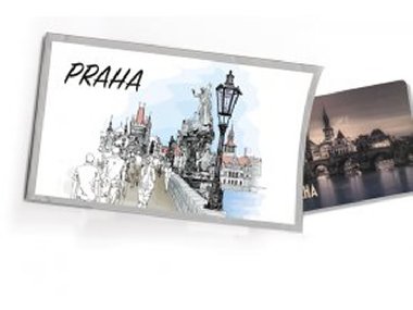 Pohled s drkem: Praha Karlv most kreslen s magnetkou - neuveden