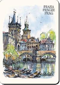 Magnet Praha Mosteck ve loky akvarel - Karel Stola