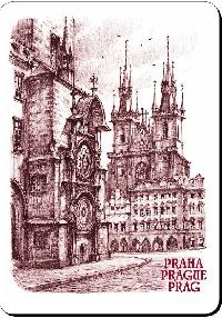 Magnet Praha Staromstsk Orloj grafika erven - Karel Stola