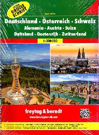 Německo Rakousko Švýcarsko atlas 1:300 000 - Freytag a Berndt