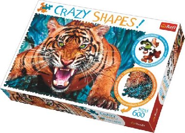Crazy Shapes puzzle Útok tygra 600 dílků - neuveden