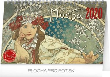 Kalend stoln 2020 - Alfons Mucha, 23,1  14,5 cm - Presco