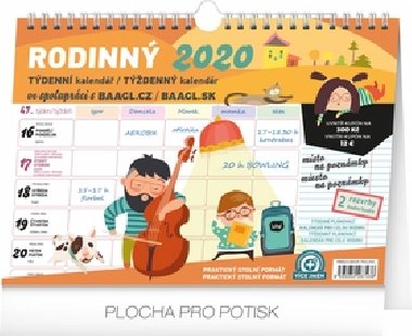 Kalend nstnn 2020 - Tdenn rodinn plnovac s hkem, 30  21 cm - Presco