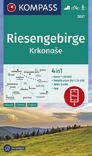 Riesengebirge Krkonoe mapa Kompass 1:50 000  slo 2087 - Kompass