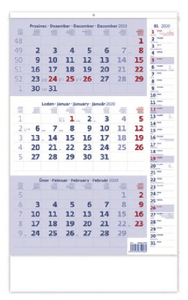 Kalend nstnn 2020 - Tmsn modr s poznmkami - neuveden