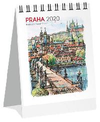 Praha akvarel micro mini - stoln kalend 2020 - Karel Stola