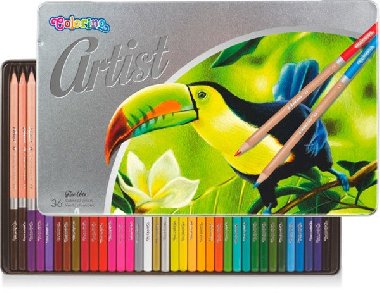 Artist - pastelky devn kulat, kovov box  36 barev - neuveden