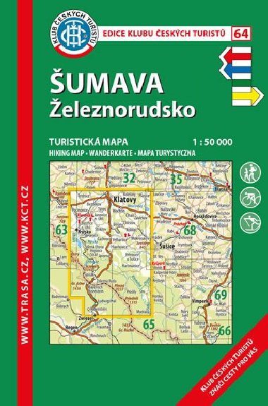 Šumava Železnorudsko - mapa KČT 1:50 000 číslo 64 - 10. vydání 2018 - Klub Českých Turistů