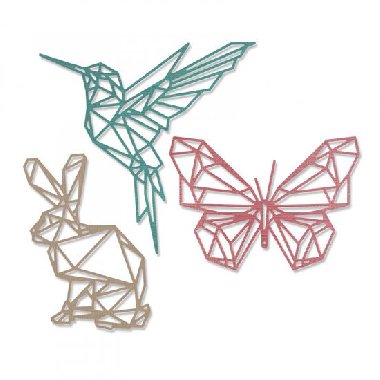 SIZZIX Thinlits vyřezávací kovové šablony - králik, kolibřík a motýl 3 ks - neuveden