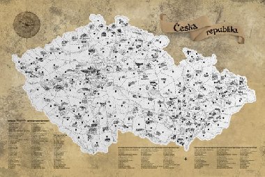 Stírací mapa Česka - stříbrná Deluxe XL - neuveden