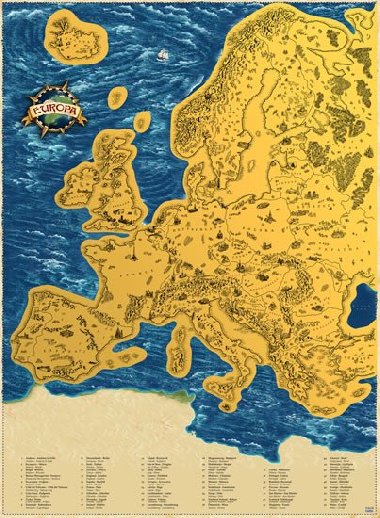 Stírací mapa Evropy - zlatá Deluxe XL - neuveden