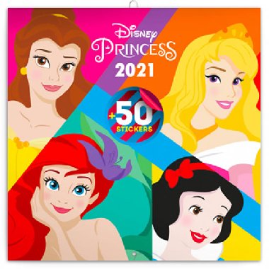 Kalend 2021 poznmkov: Princezny, s 50 samolepkami, 30  30 cm - Walt Disney