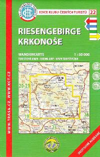 Riesengebirge - Krkonoše - mapa KČT 1:50 000 číslo 22 - 5. německé vydání 2018 - Klub Českých Turistů