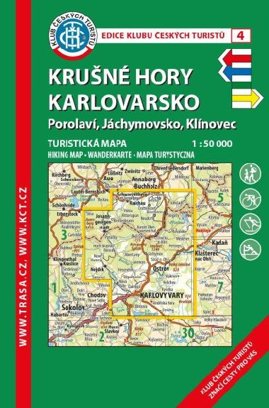 Krun hory Karlovarsko - Porolav, Jchymovsko, Klnovec - mapa KT 1:50 000 slo 4 - 9. vydn 2020 - Klub eskch Turist