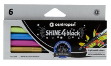 Centropen SHINE 4 BLACK Popisovače - sada 6 metalických barev - neuveden