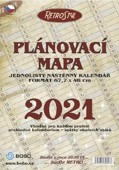 Plnovac ron mapa Retro skldan - nstnn kalend 2021 - Bobo Blok