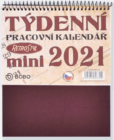 Pracovn Retro Mini kalend tdenn - stoln kalend 2021 - Bobo Blok