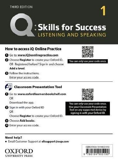 Q Skills for Success 1 Listening & Speaking Teachers Access Card, 3rd - Scanlon Jaimie