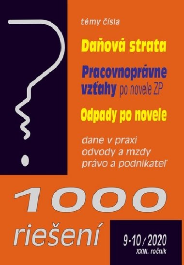 1000 rieen 9-10/2020  - Daov strata, Odpady po novele, Pracovnoprvne vzahy - 