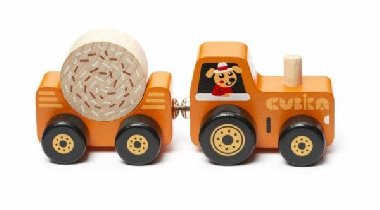 CUBIKA 15351 Traktor s vlekem - dřevěná skládačka s magnetem 3 díly - neuveden