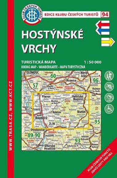 Hostýnské vrchy - mapa KČT 1:50 000 číslo 94 - 7. vydání 2018 - Klub Českých Turistů