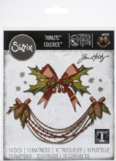 SIZZIX Thinlits vyřezávací kovové šablony - Vánoční girlanda 10 ks - neuveden